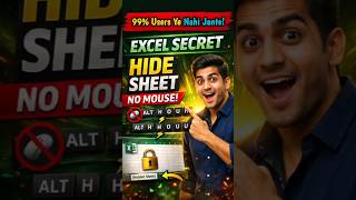 Excel Sheet Hide Without Mouse | Excel Secret Shortcut 😱 #excel #secret #sheet #hide #viral #shorts