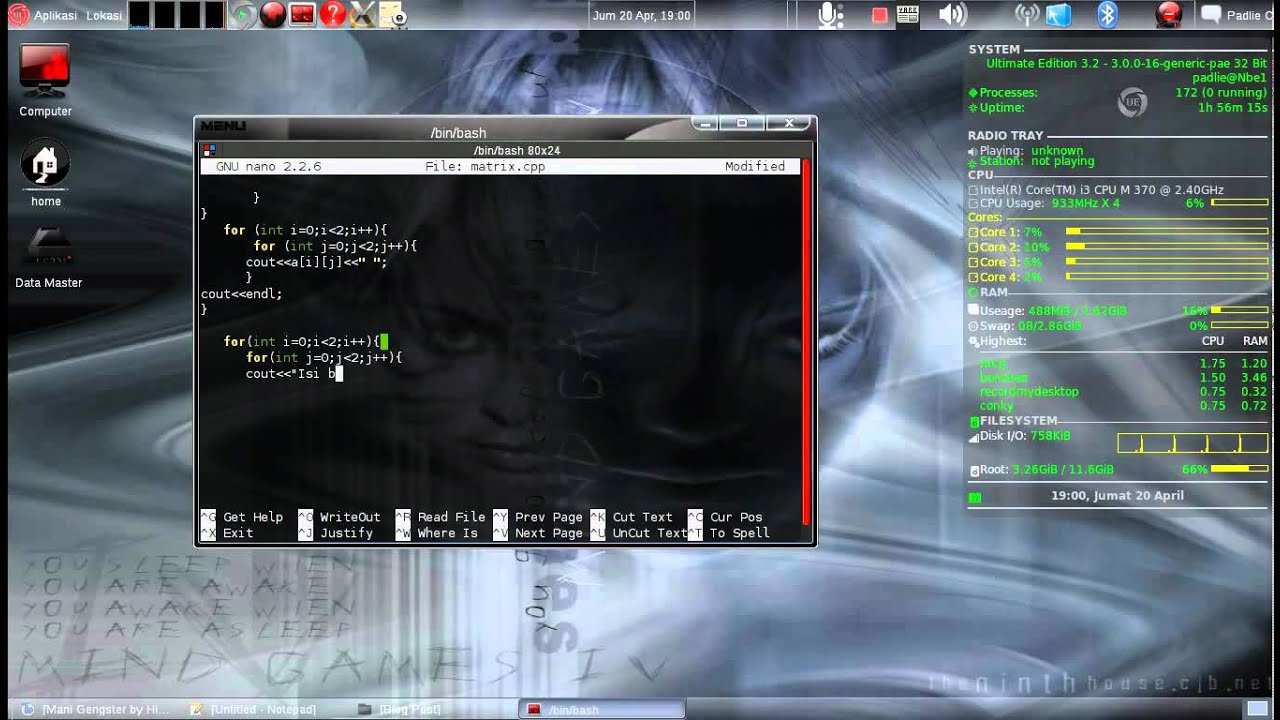 membuat matrix dengan C++ pada linux - YouTube