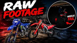 DIRTBIKE RIDEOUT YAMAHA &amp; HONDA, UNEDITED VIDEO,  HONDA WHEELIE FAIL *Goes Wrong*