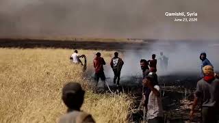 Syrians rush to battle wildfires sweeping through wheat fields
