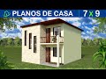 Planos de Casa 7x9 metros 2 plantas 3 Dormitorios 2 Baños 2 salas lavandería y terrazas