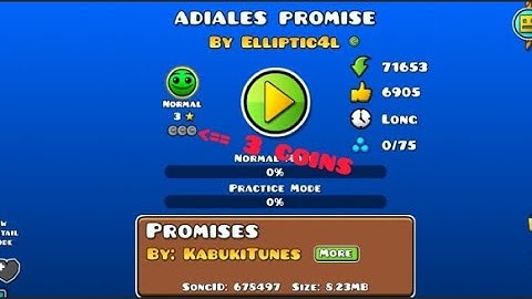 [GD] Adiales Promise by Elliptic4l (100%) (3 coins) (Daily level 12 November) (Rare Normal level)
