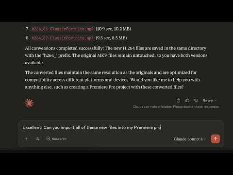 A Premiere MCP using Claude AI to convert MKV VFR files to MP4