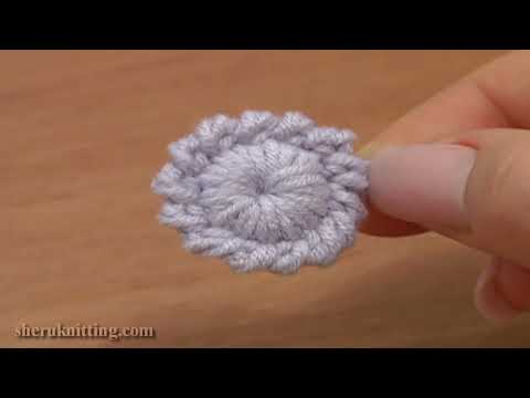 Crochet Round Button Element Tutorial 6 Long Single Crochet