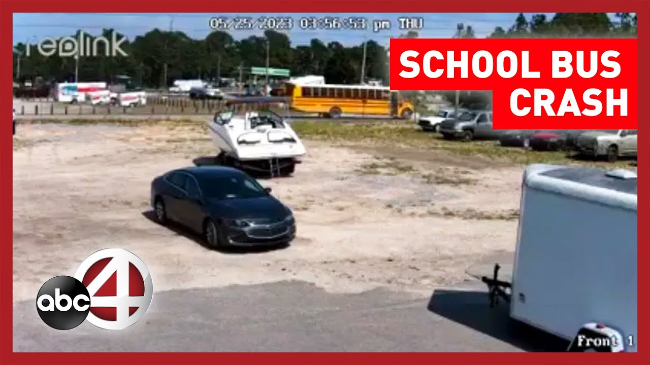 Security camera footage captures Lexington Co. school bus crash - YouTube