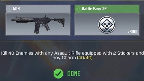 Call Of Duty Mobile Kill 40 Enemies with any Assault Rifle equipped with 2 Stickers and any Charm