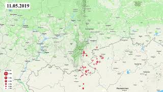 Сейсмическая активность в Уральской фасетке за май 2019 г.