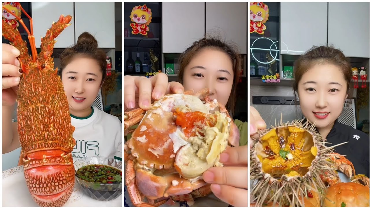 Seafood #77 challenge Eating Seafood, Shrim، Crap, Squid 😋😋{ Asmar} #oyster #salmon #shrim #lopster