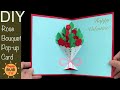 How to make rose bouquet pop up card i diy valentine card i flower pop up card tutorial