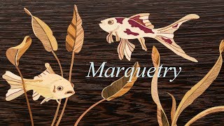 Marquetry ; ''Aquatic life''drawer table part 1