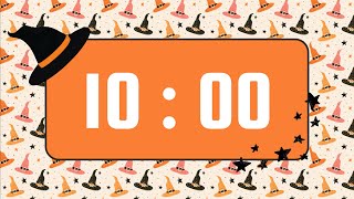 10 Minute Timer | With Spooky Magical Music & Alarm Bell | Witch Wizard Hats Halloween Theme 🧙🧡
