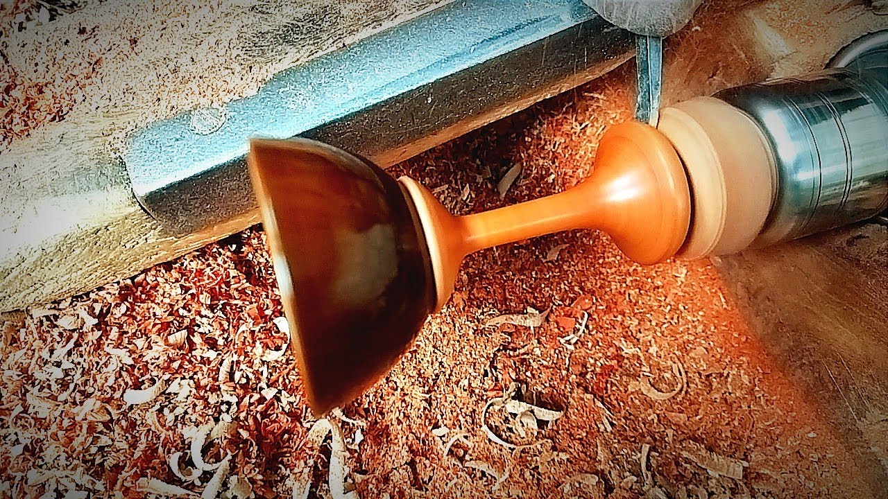 wood turning a coconut shell red WINE GLASS|#wood #coconut #woodworkingart #woodturning