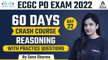 ECGC PO 2022 Notification | Reasoning | 60 Days Crash Course #22 | By Sona Sharma