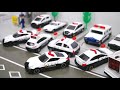 トミカ はたらくくるまのパトカーが大集合！いろんなパトカーが登場するよ！おかたづけコンボイ警察カラーバージョンに１２台の警察車両搭載。日本のパトカー紹介。どのパトカーが好き？