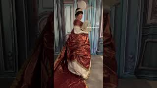 Just finished making this for a friend…  English court gown, regency. Pure madness