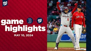 Nationals vs. Red Sox Game Highlights (5/10/24) | MLB Highlights