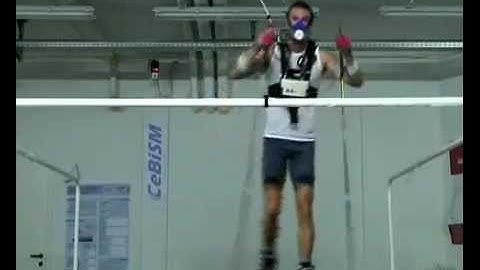 K4b2 used for VO2max test with skirolls on a treadmill