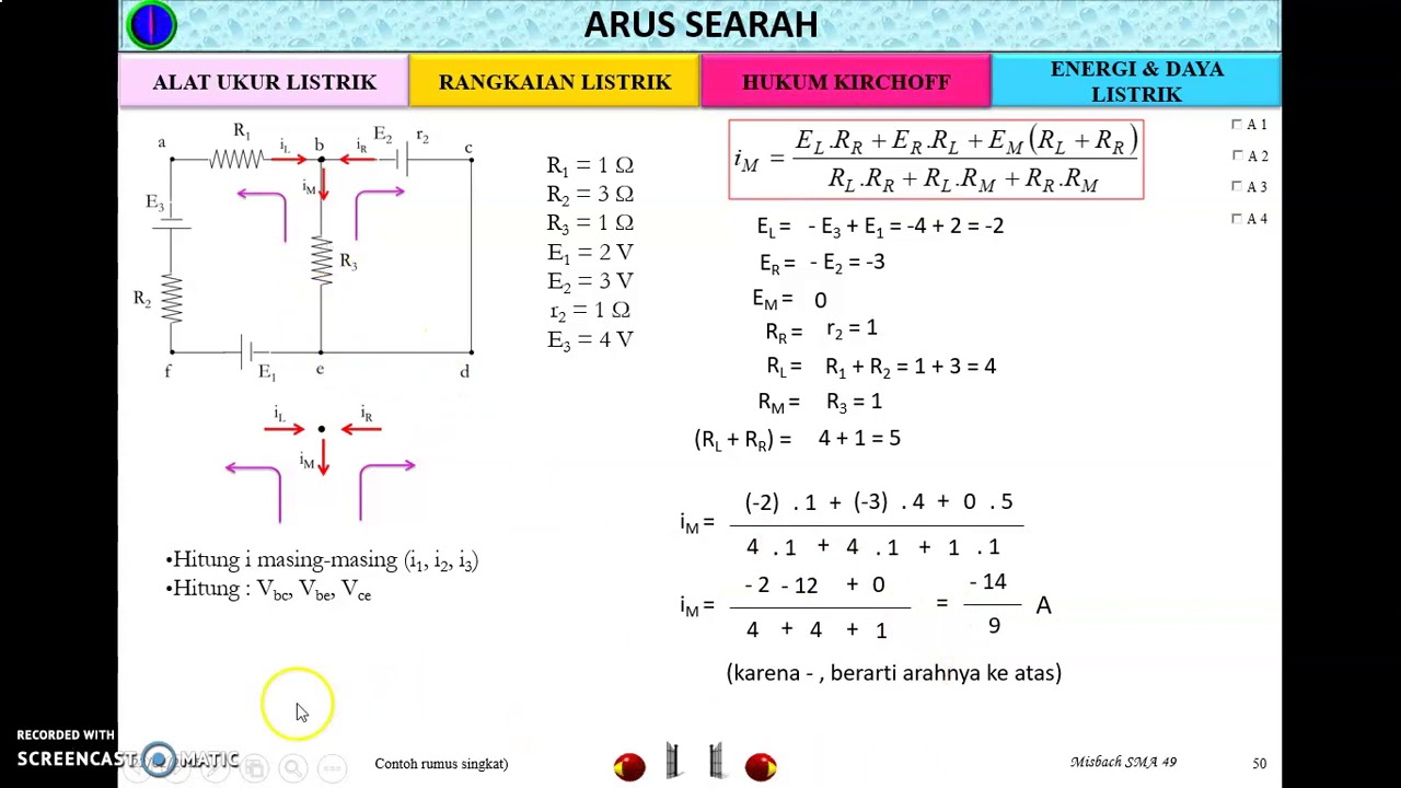 Rumus singkat hukum Kirchoff 2 loop_49 - Listrik dinamis - YouTube