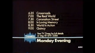 Thames menu announcer Tom Edwards & adverts 28th November 1983 1 of 2