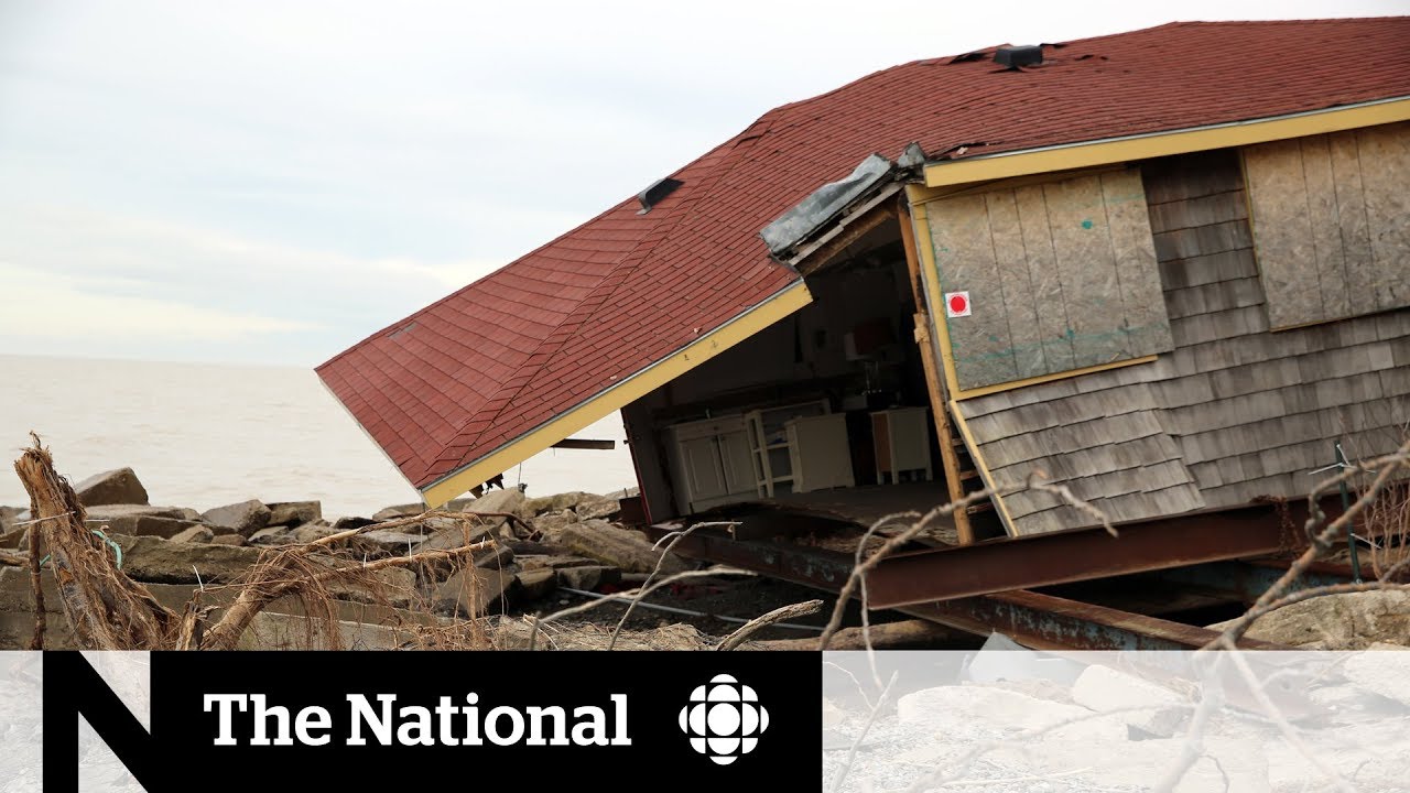 Shoreline Erosion Causes Cottages To Fall Into Lake Erie Youtube