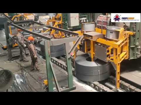 Automatic hot steel coil roll circumferential strapping machine