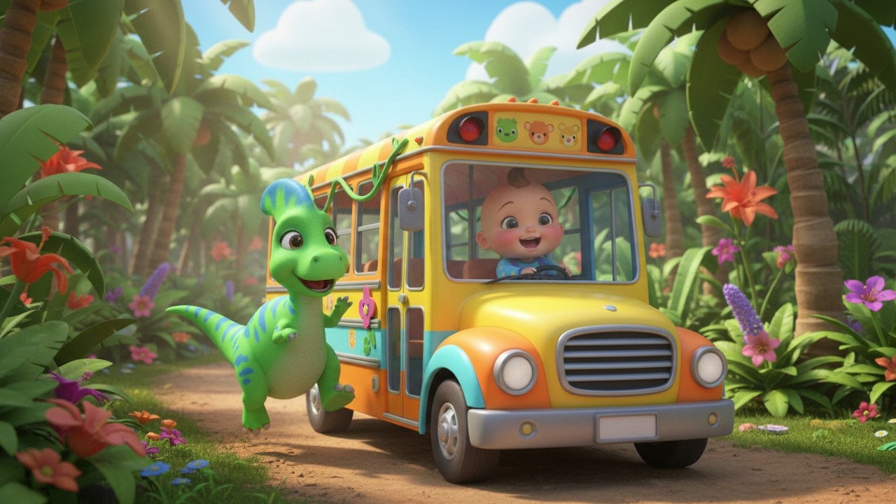 Canción del Viaje en Autobús de Dinosaurios 🦕🚌 | Canciones infantiles de dinosaurios y transporte