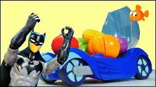 FRUIT FIGHT! - Toys Shop - Batman vs. Optimus Prime vs. PJ Masks Toys videos for kids screenshot 5