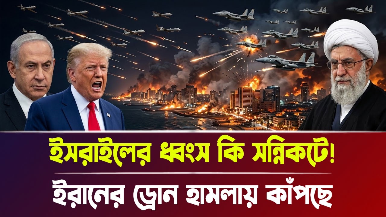 ইসরাইলের ধ্বং'স কি সন্নিকটে! ইরানের ড্রো'ন হা'ম'লায় কাঁ'প'ছে | Iran war, Breaking News | Bangla News