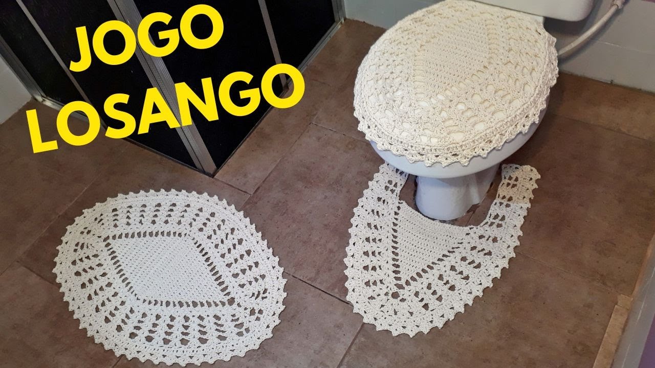 Jogo de Banheiro em Crochê (LOSANGO) Capa da Tampa do Vaso