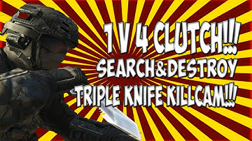 Call of Duty Triple Knife Kill Cam - Amazing Clutch 1v4 - Search and Destroy Black Ops 2
