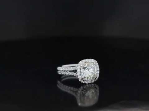 T.R. Halo Engagement Ring with Double Shank - YouTube