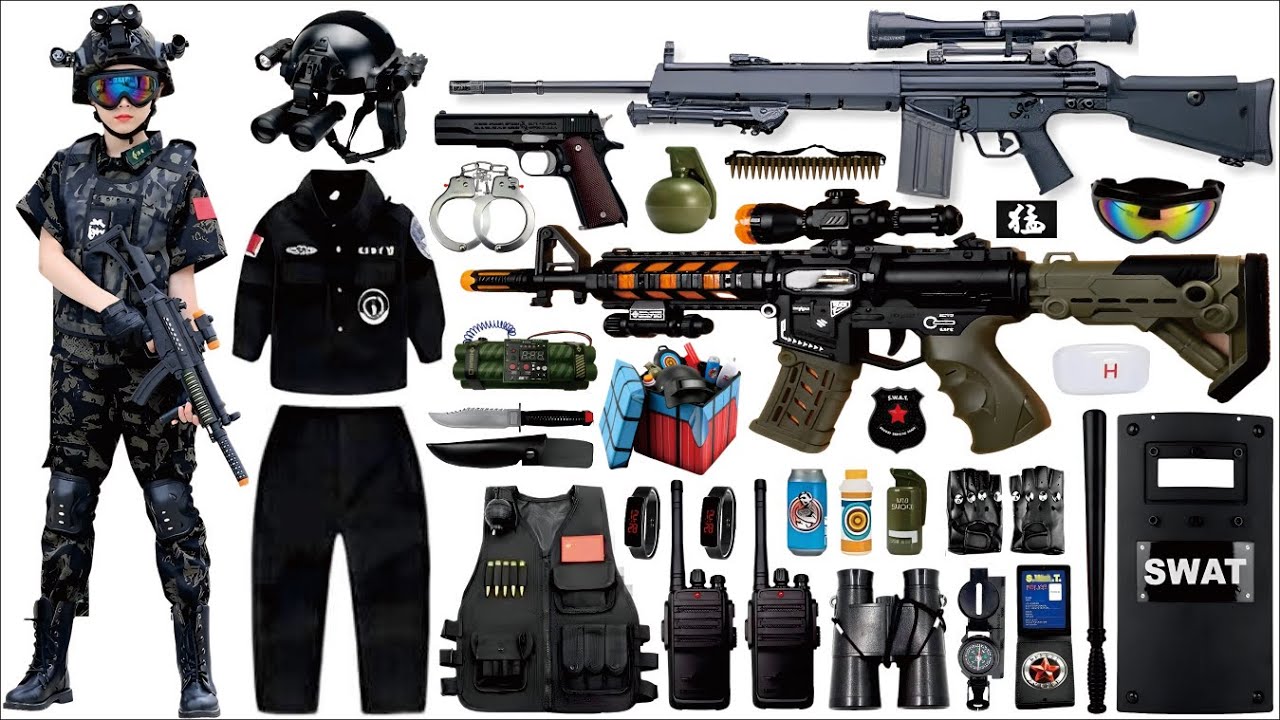 Unboxing mysterious toy box, Uzi submachine gun, M4 electric carbine, musket, toy pistol, grenade