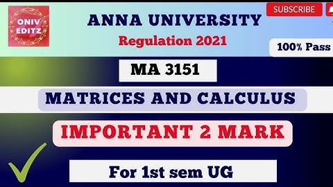 MA3151 | Matrices and Calculus Important 2mark Question ✔️💯| Be Prepare for the Exam 👍