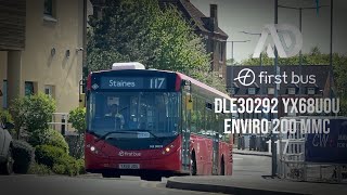 (Weird retarder) Journey on the First Bus Alexander Dennis Enviro 200 MMC DLE30292 YX68UOU on 117