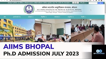 AIIMS BHOPAL PhD Admission July 2023