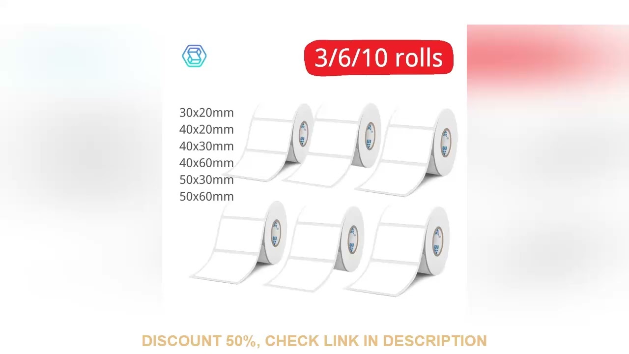 SINMARK White Sticker 3/6/10 Rolls Waterproof Paper Adhesive Label Anti-Oil Use for SK58/SK20/SK35 M