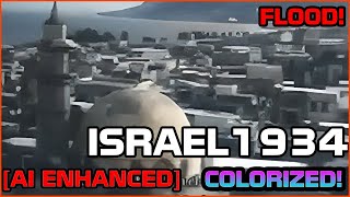 [ AI Restored ] 1934 FLOOD of Tiberias - Colorized Newsreel