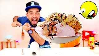 تحدي اكل اكبر خاشوگة موطا بالعالم ملعقة آيسكريم عملاقة - World's Biggest Ice Cream Spoon Challenge