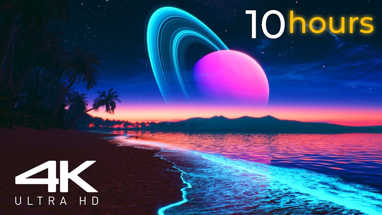 10 Hours Loop   Bioluminescent Beach Screensaver Live Wallpaper   4K Ultra HD