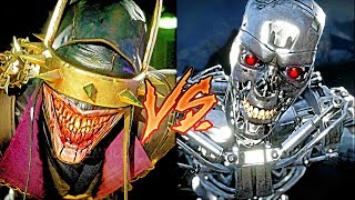 MK11 The Batman Who Laughs VS Endoskeleton Terminator Victory Poses (Side by Side Comparison)