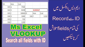 search record all fields with id using vlookup in excel | Lunar Computer College
