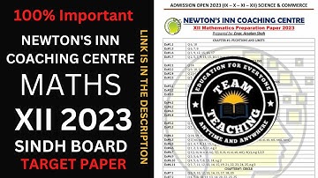 XII Mathematics Guess Paper 2023 Newton