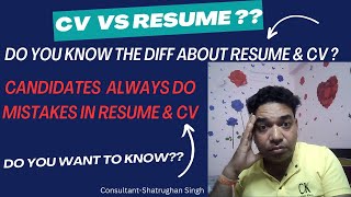 Resume vs CV I how to write a cv I how to write a resume I difference between resume and cv