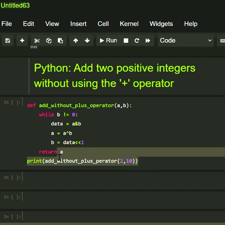 #Python: Add two positive integers without using the '+' operator - YouTube