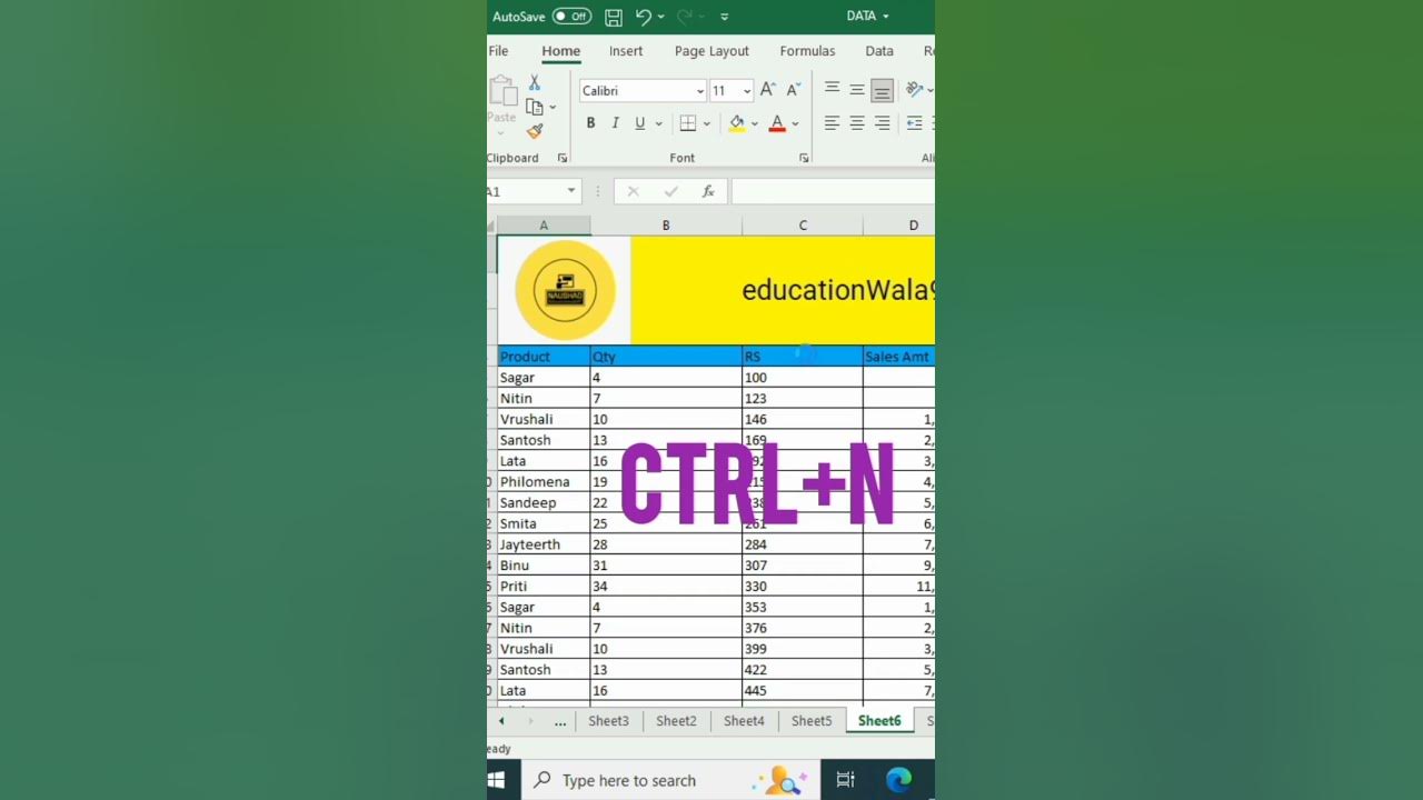 Shortcut key to open new excel sheet shorts youtube