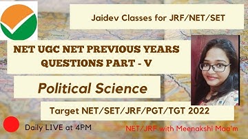 NTA UGC NET 2022 I NET 2014 Previous year MCQs Part- V I Political Science I Meenakshi Singh