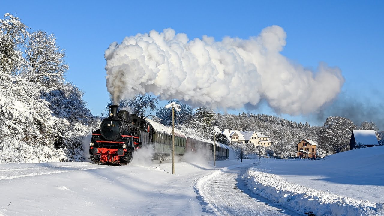 Winterdampf at its best - 97 501 auf der Schwäbischen Alb