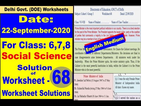 Social Science Worksheet 68 for Class 6, 7, 8 || 22 September 2020