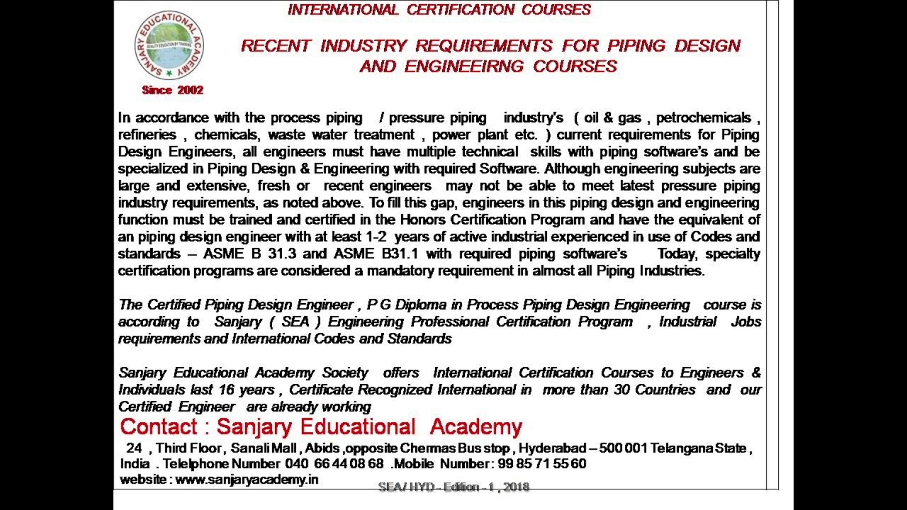 Piping Design Courses