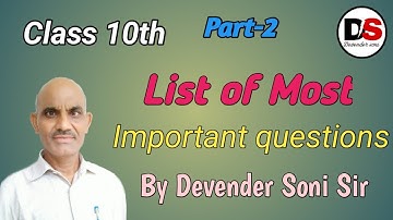 List of Most Imp. Questions Chapter (6th to 10th) (10th - Maths)